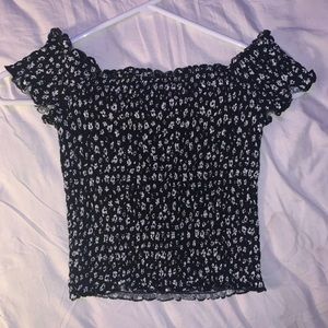 floral off the shoulder crop top